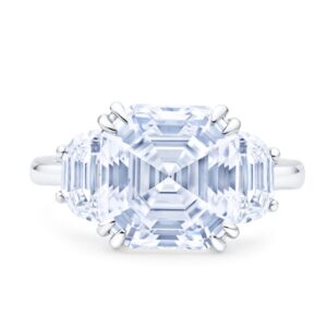 Cushion shape moissanite diamond ring .