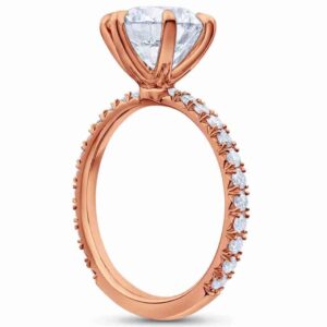 14k Gold with Moissanite Diamond Studded Solitares Ring for Wedding , Engagements etc
