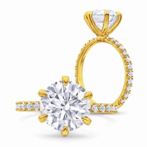 14k Gold with Moissanite Diamond Studded Solitares Ring for Wedding , Engagements etc