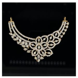 14k yellow gold natural diamond studded mangalsutra pendent