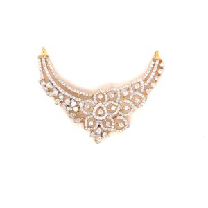 14k yellow gold natural diamond studded mangalsutra pendent
