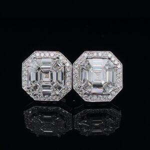 Pie cut diamond earrings , natural diamond and 18kt gold