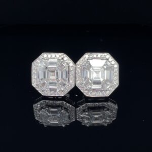 Pie cut diamond earrings , natural diamond and 18kt gold