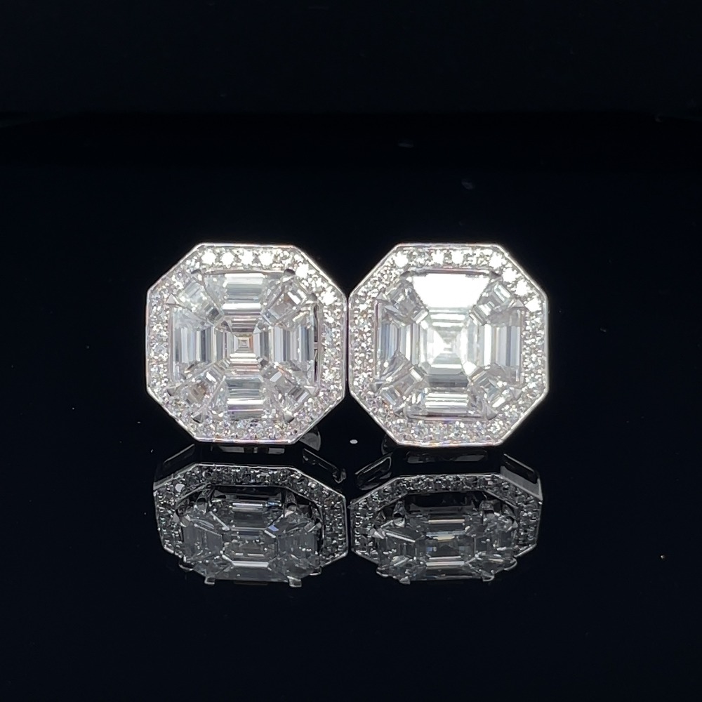 Pie cut diamond earrings , natural diamond and 18kt gold