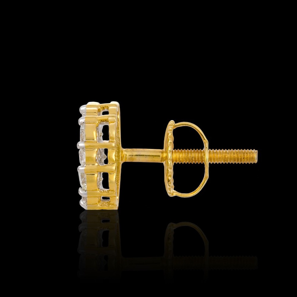 10k gold natural diamond invisible setting earrings , unisex wear .