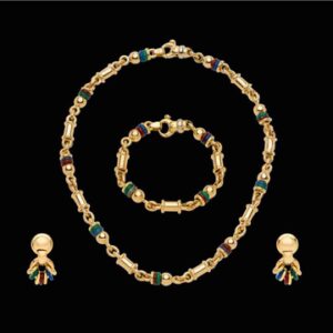 Gold trending diamond necklace set