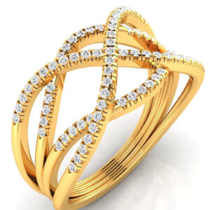 22k Gold crossed line Ring