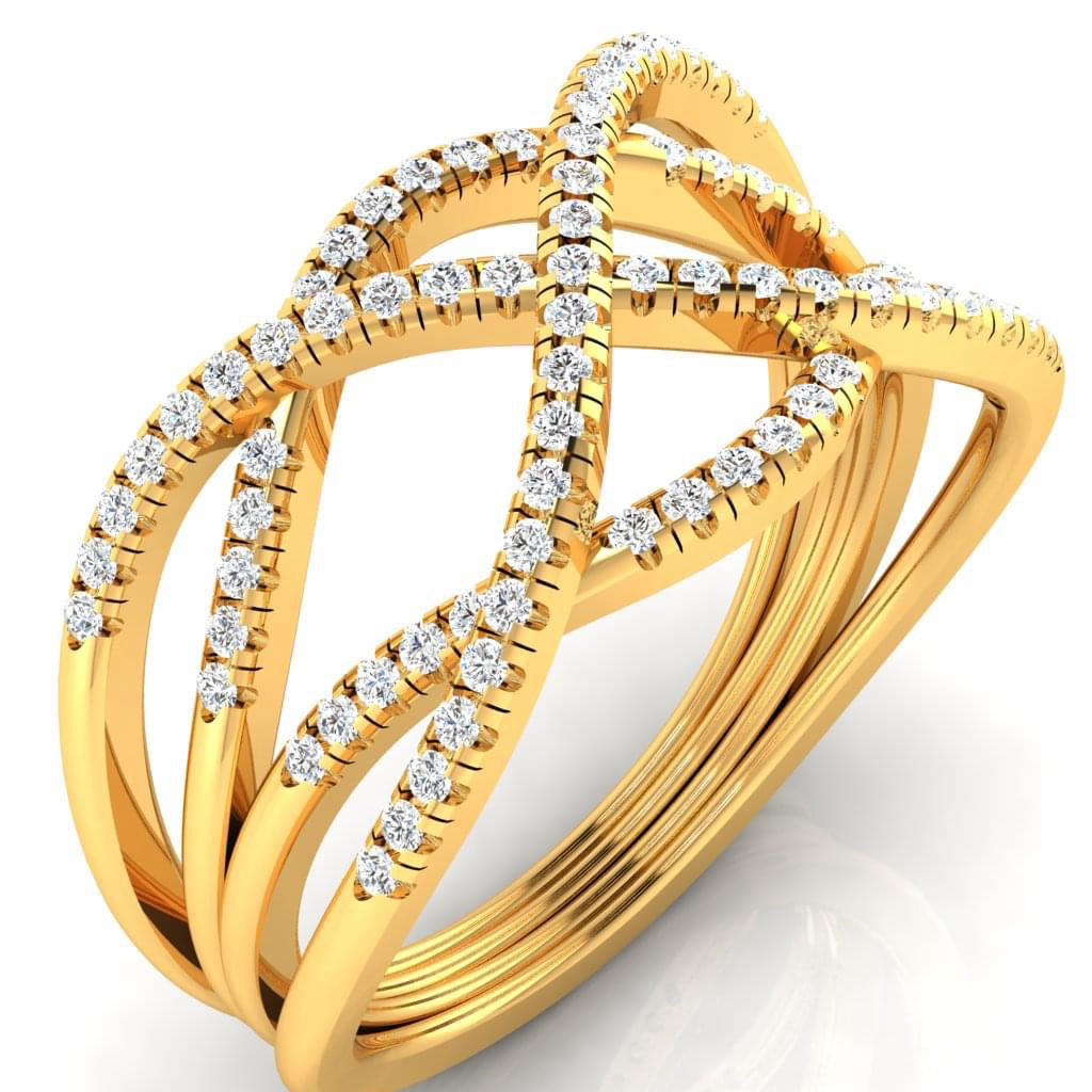 22k Gold crossed line Ring
