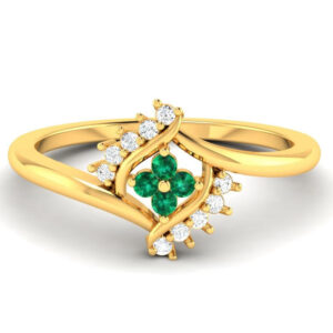 22k Gold green stone studded Ring