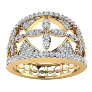 22K Gold Stone Design Diamond Ring JJJGR51