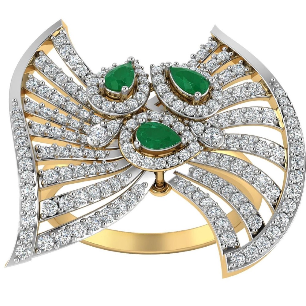 22K Gold Floral Diamond Ring JJJGR34