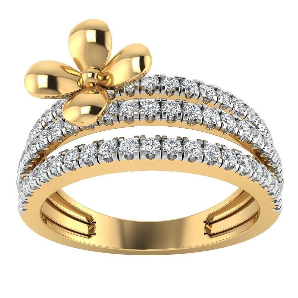 22K Gold Attractive Floral Diamond Ring JJJGR27
