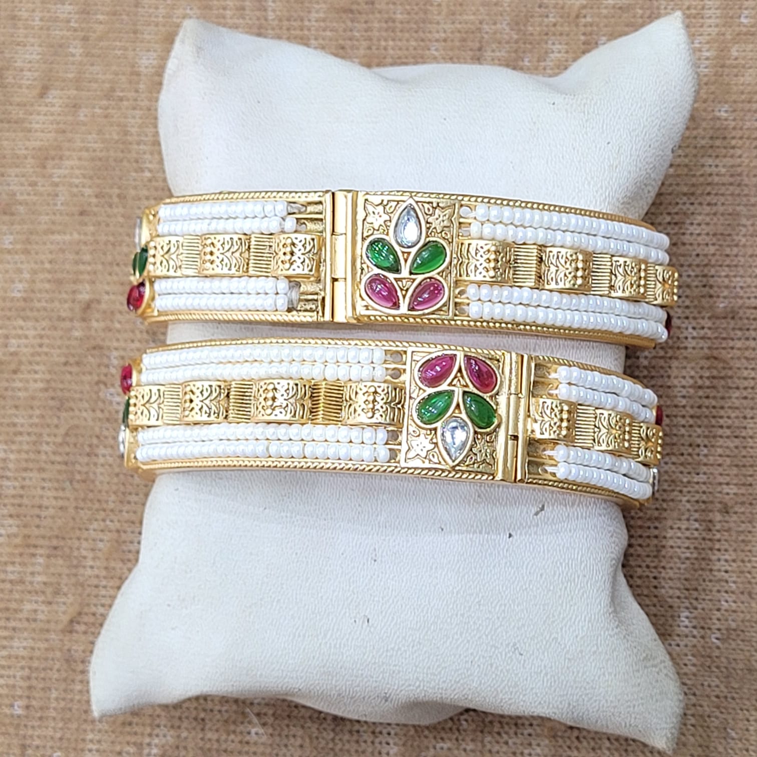 Traditional Design With Moti & Kundan Stone Kada