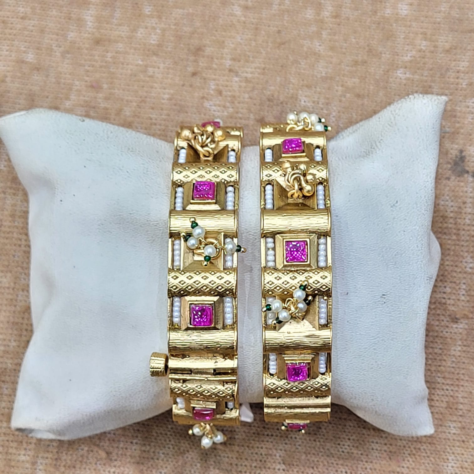Designer Moti With Kundan Bangle Kada