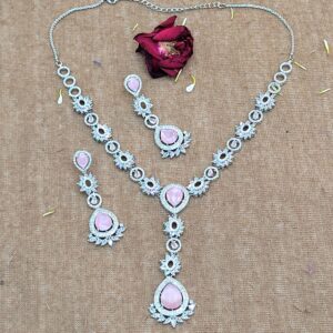 Designer Pink Stone Necklace Set