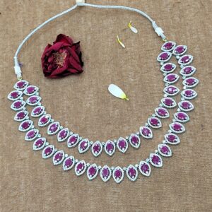 2 Layer Purple Stone Necklace Set