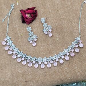 Floral Design Studded Classic Necklace Set