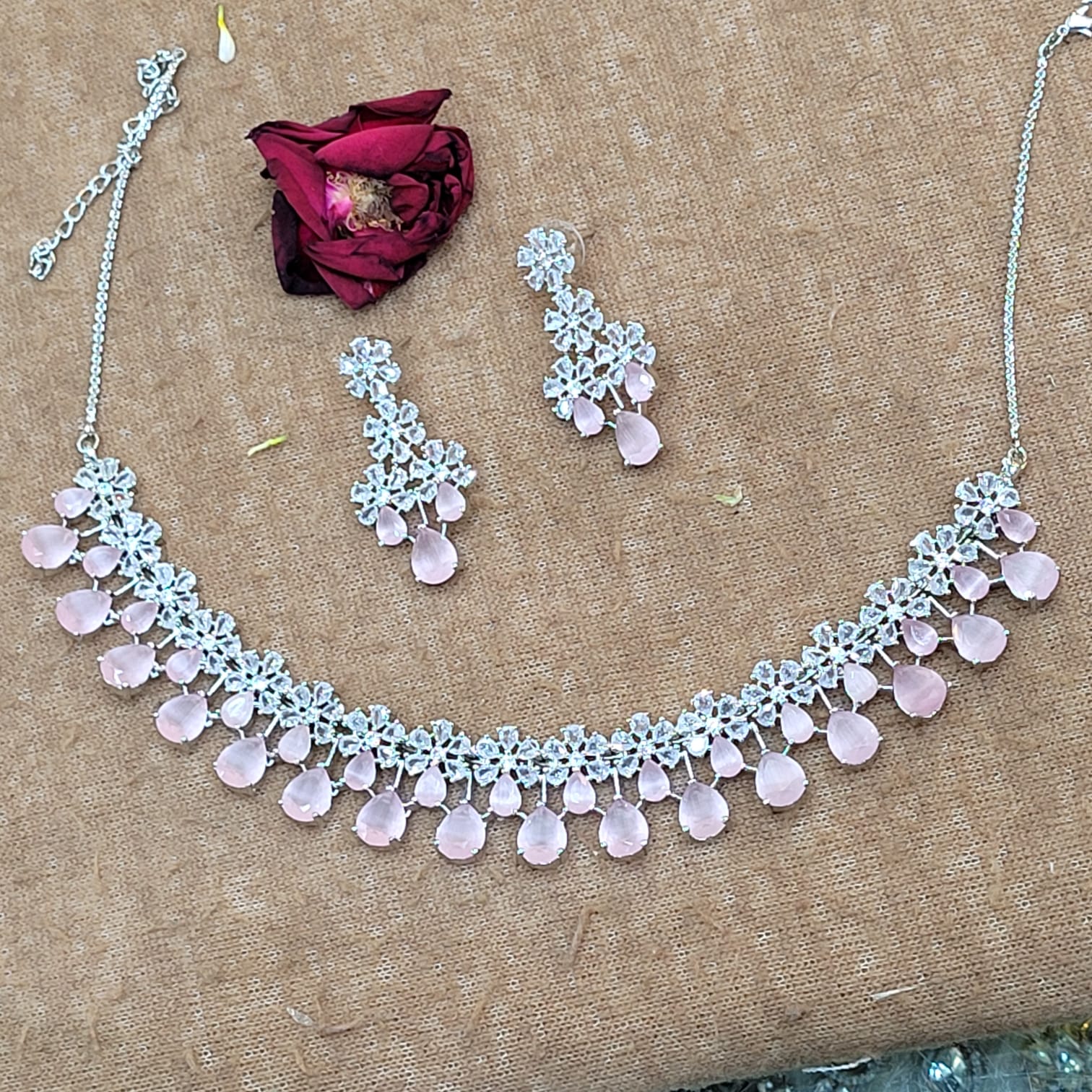 Floral Design Studded Classic Necklace Set