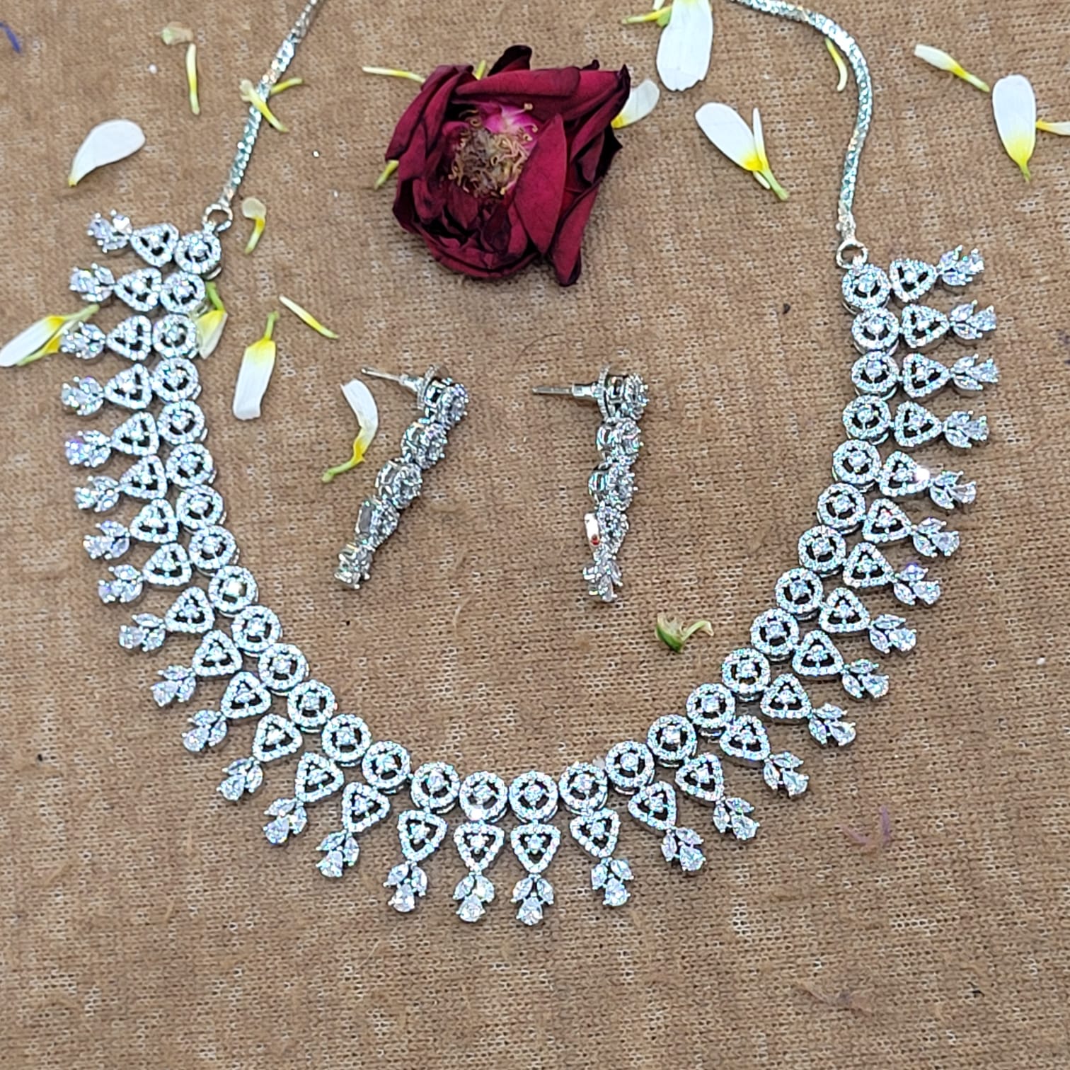 Gorgeous Design CZ Diamond Necklace Set