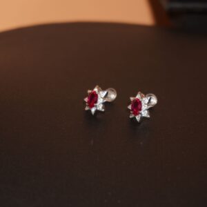 925 Silver Red Stone Earring
