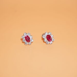 925 Silver Fancy Pink Stone Earrings