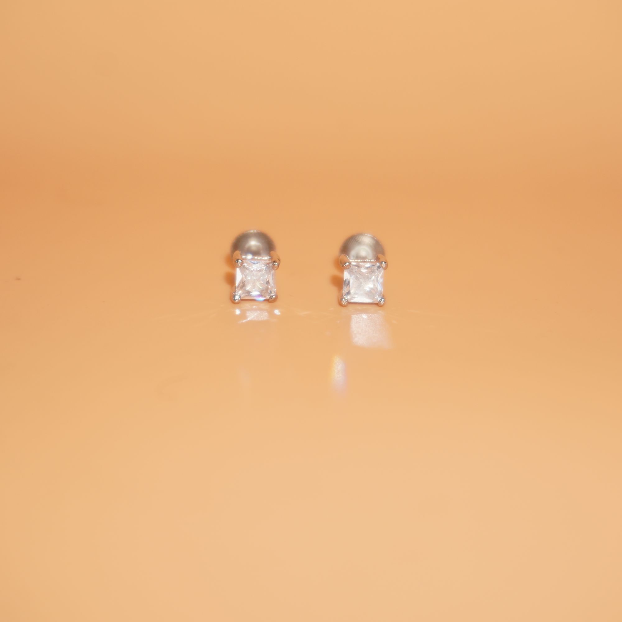 925 Silver Square Diamond Studs