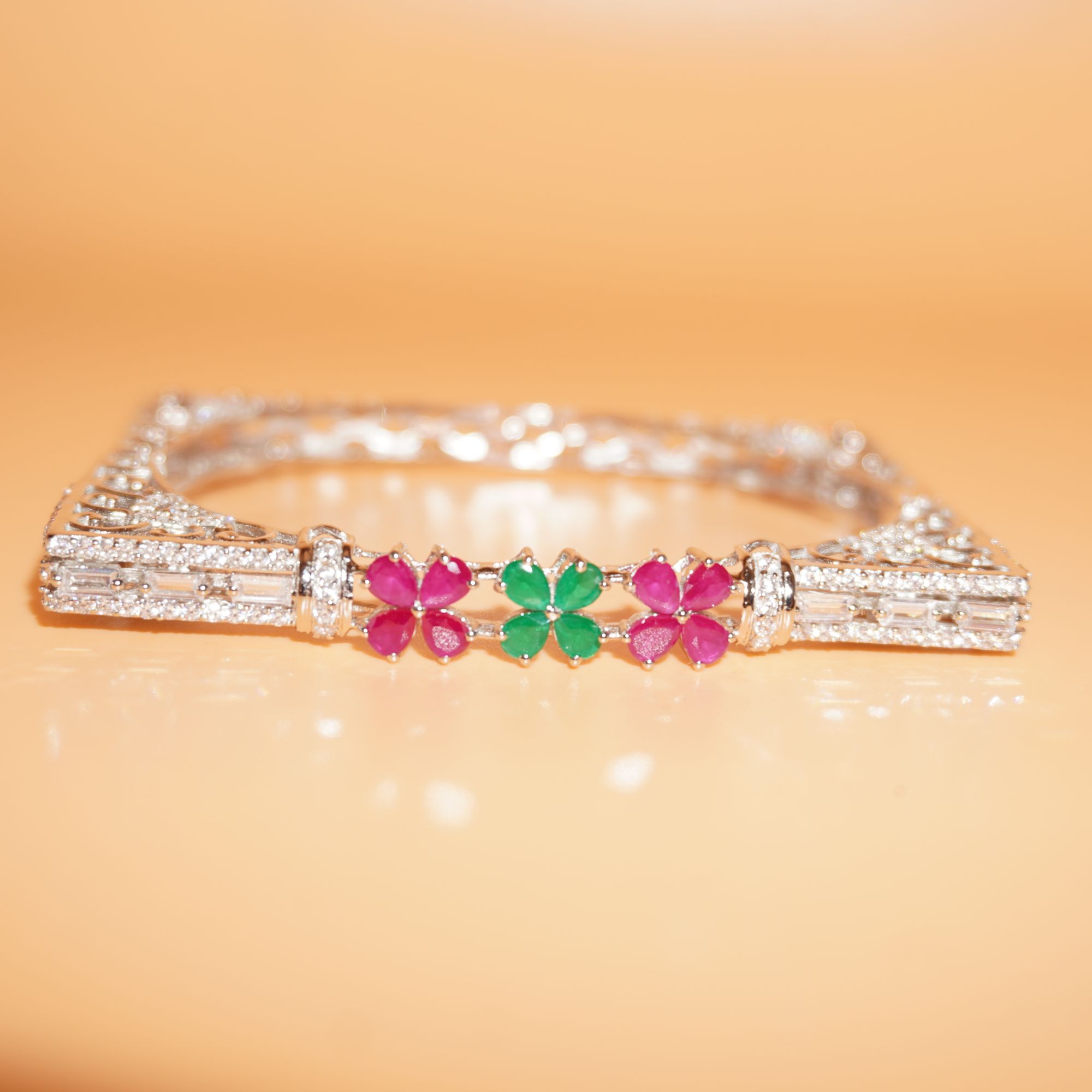 925 Silver Dazzling Colour Stone Kada 121R137