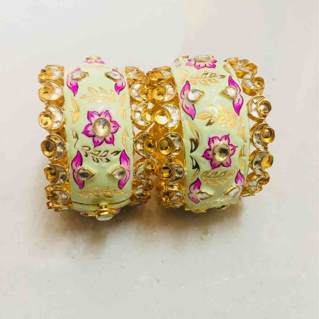 Copper Ladies Meenakari Bikaneri Flower Kada