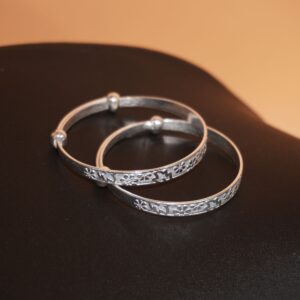925 Silver Unique Kada With Maa Design