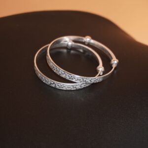 925 Silver Unique Kada With Maa Design