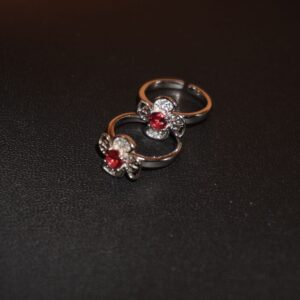 925 Silver Lightweight Red Stone Toe Rings 124R332