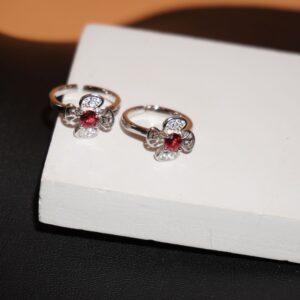 925 Silver Lightweight Red Stone Toe Rings 124R332