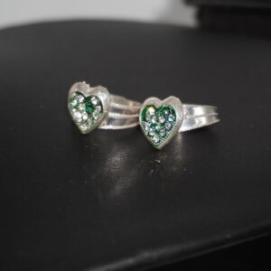 925 Silver Heart Shape Green Color Bichiya