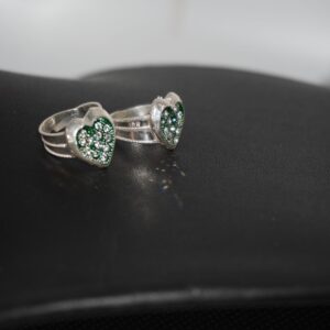 925 Silver Heart Shape Green Color Bichiya