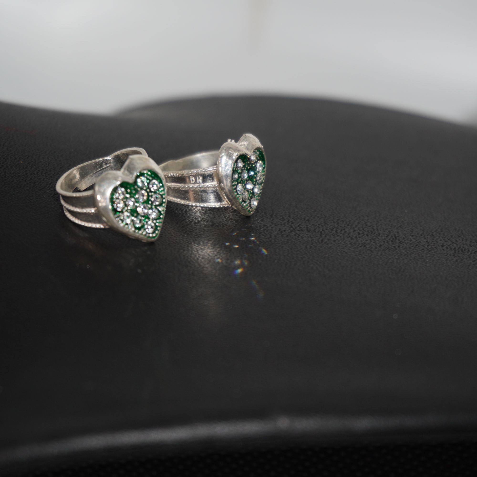 925 Silver Heart Shape Green Color Bichiya