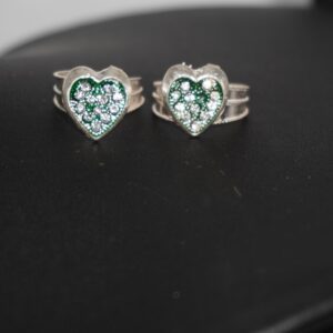 925 Silver Heart Shape Green Color Bichiya