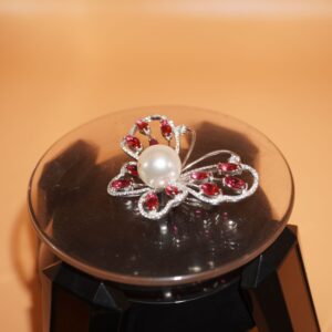 Silver Butterfly Design Diamond Pin