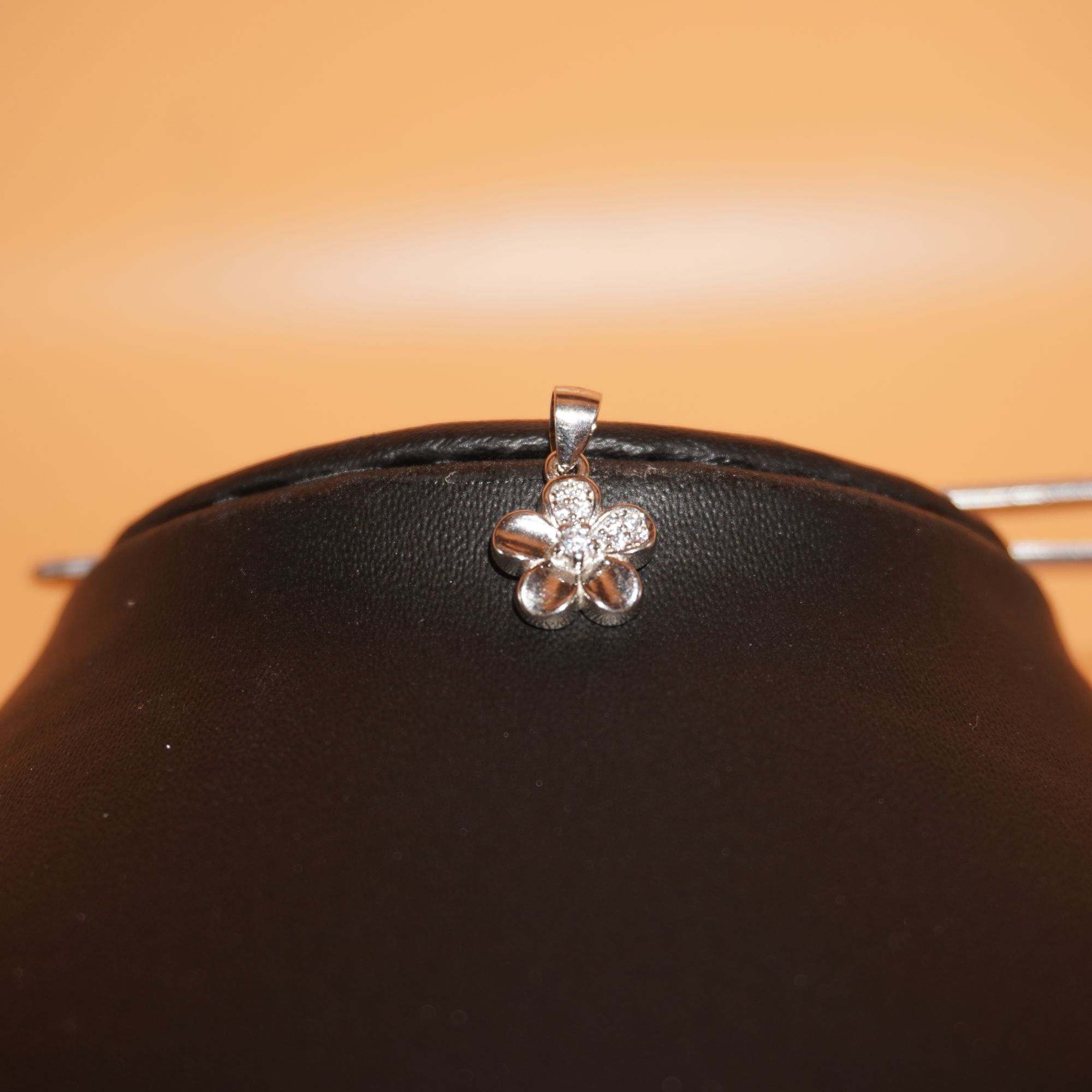 925 Silver Floral Design Diamond Pendant
