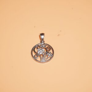 925 Silver Round Shape Floral Design Pendant