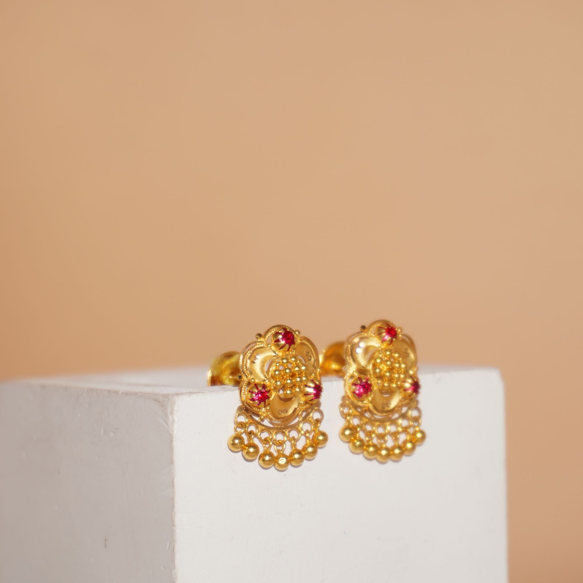 22k Gold Classy Plain Earrings 1169R3