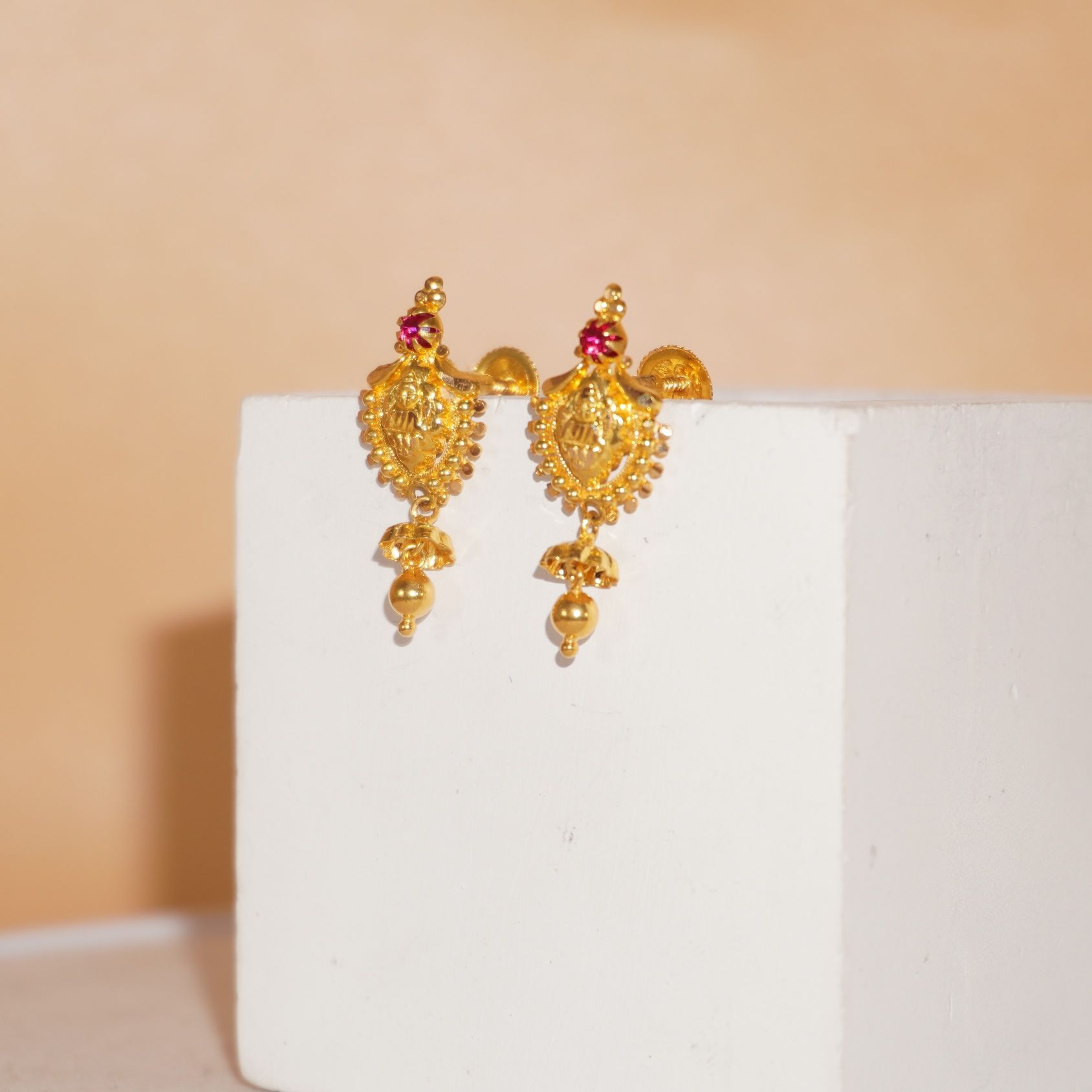 22k Gold Classy Plain Earrings 10R1076