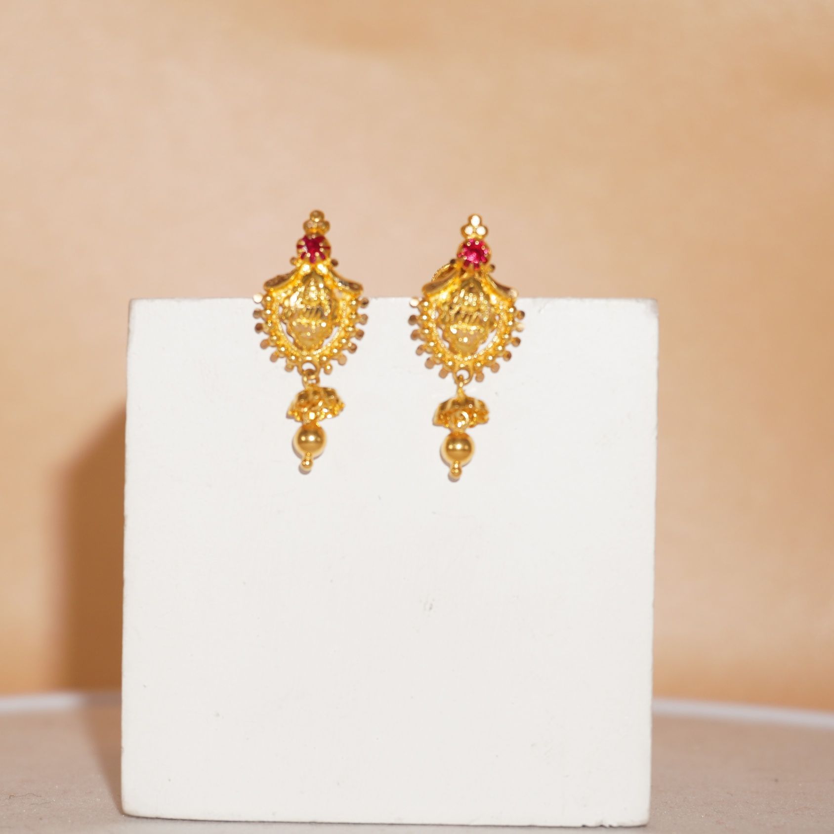 22k Gold Classy Plain Earrings 10R1076