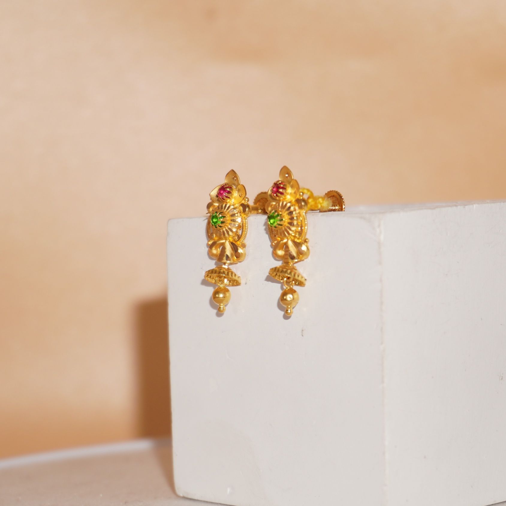 22k Gold Unique Latkan Earrings 10R1021