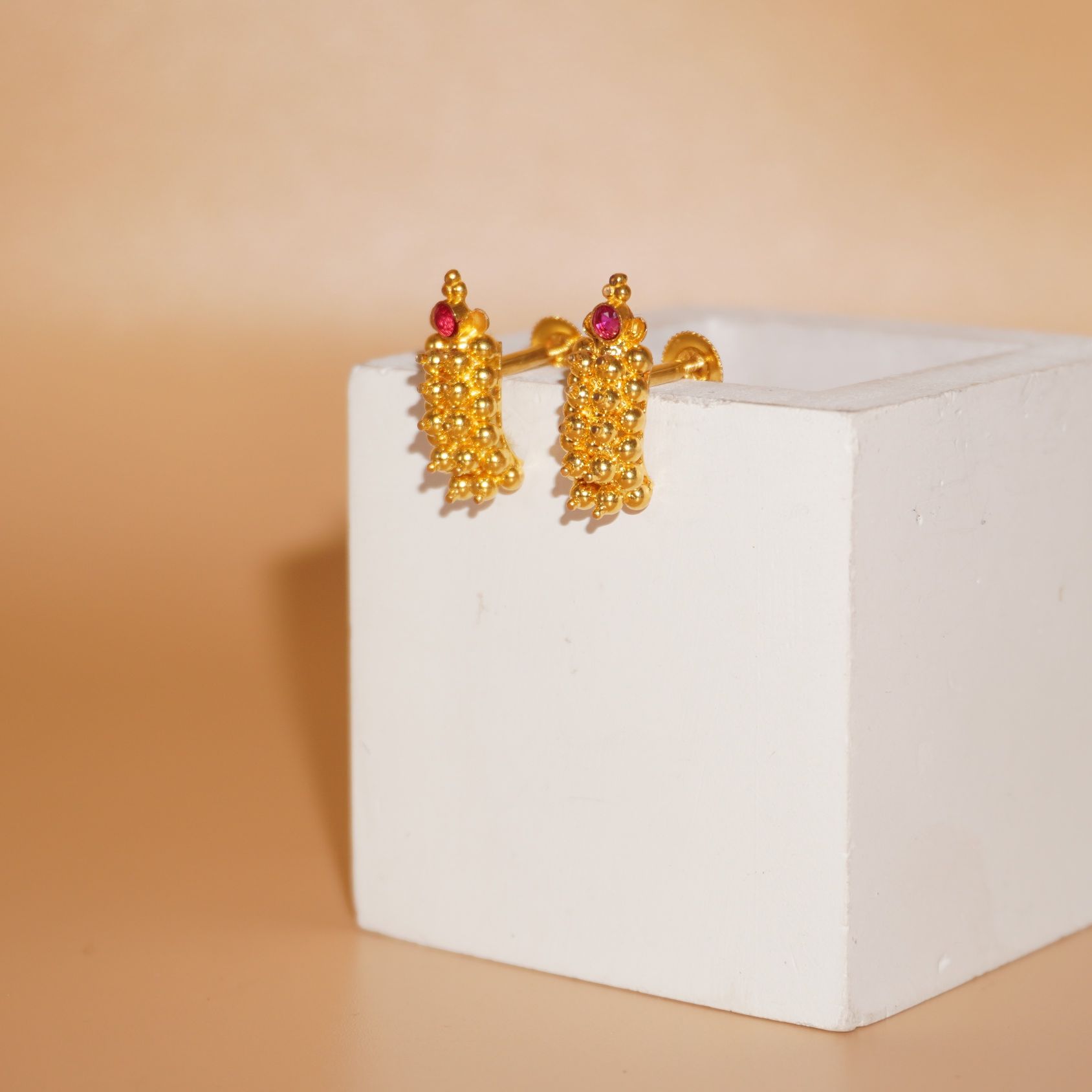 22k Gold Trending Plain Earrings 600R64 - Image 2