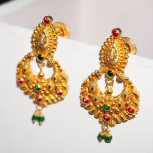 22k Gold Delicate Plain Earrings 37R130