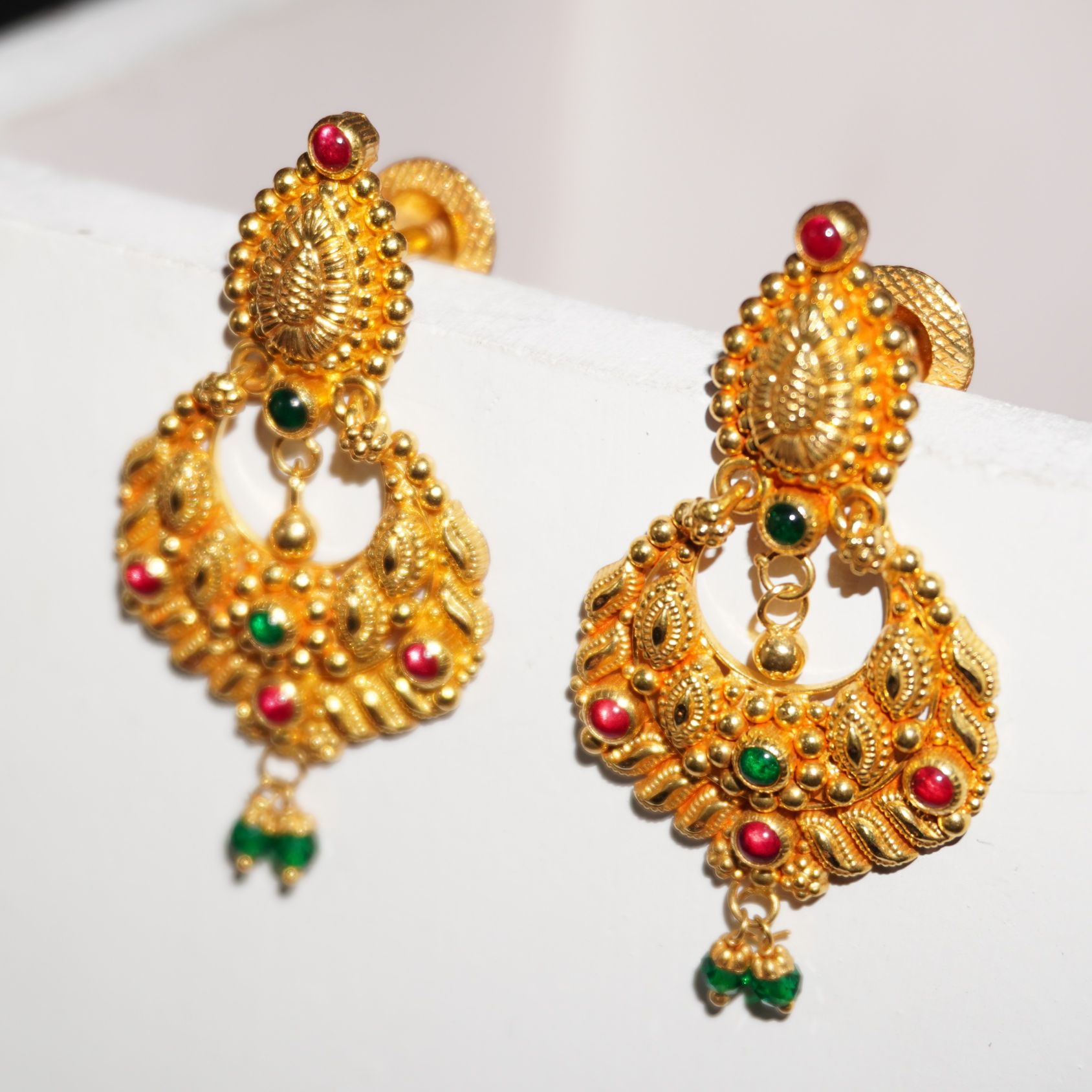 22k Gold Delicate Plain Earrings 37R130