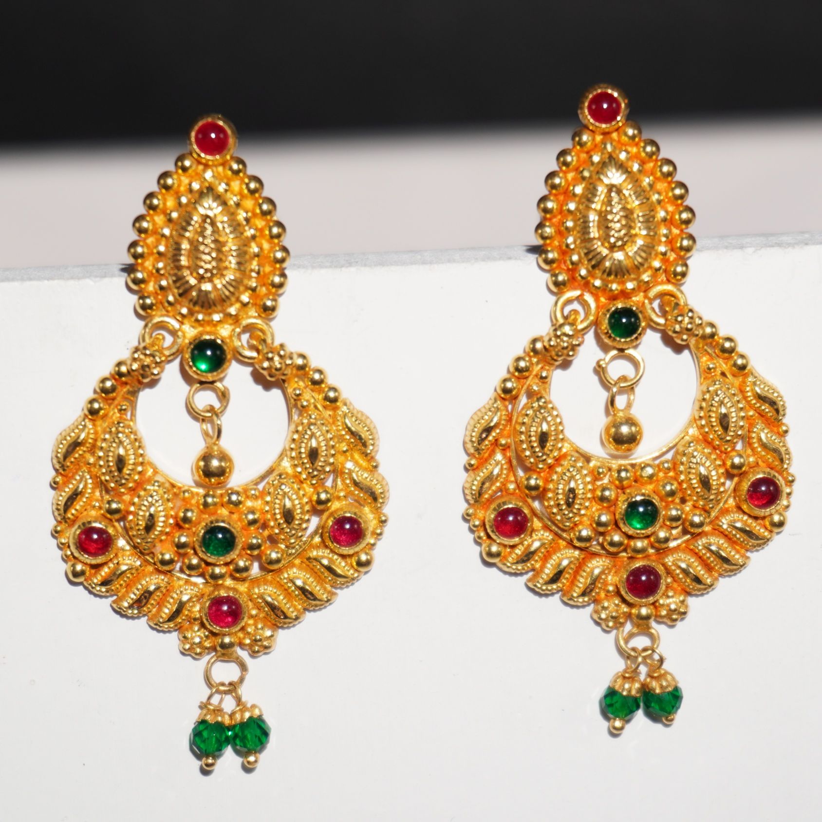 22k Gold Delicate Plain Earrings 37R130