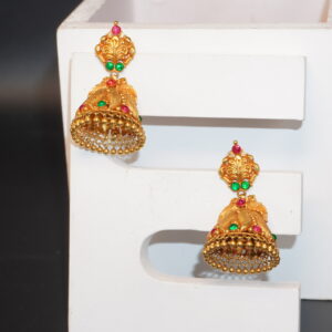916 Gold Designer Jhumkha Earring