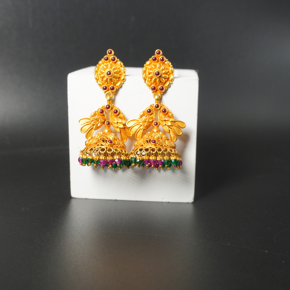 916 Gold Antique Jhumkha Earring