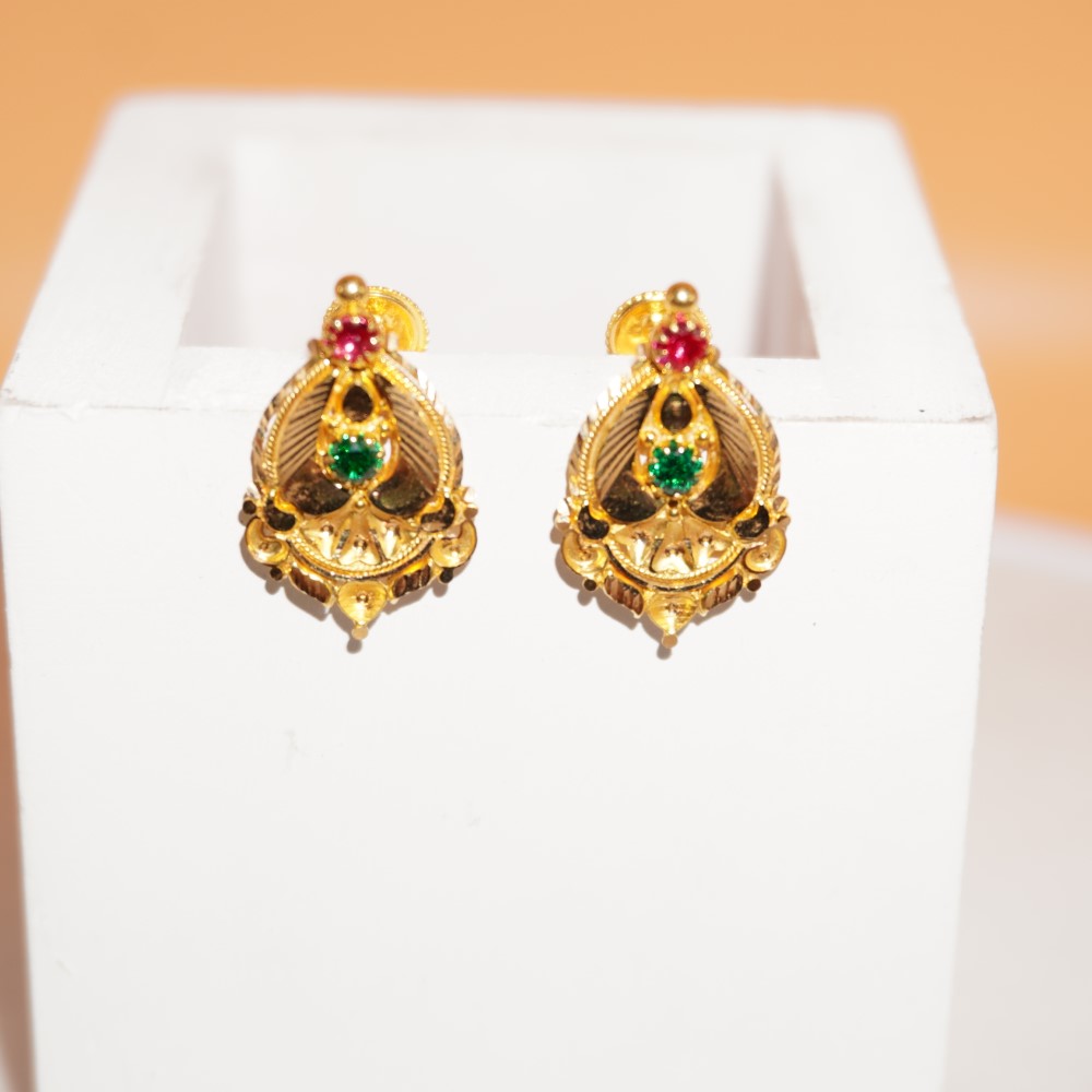 916 Gold Unique Earrings 10R896 - Image 2